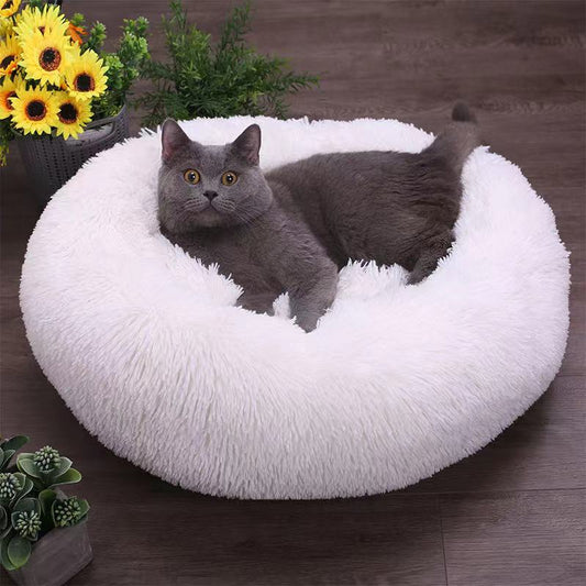 Round Plush Pet Bed for Dogs and Cats - Manufacturer Direct