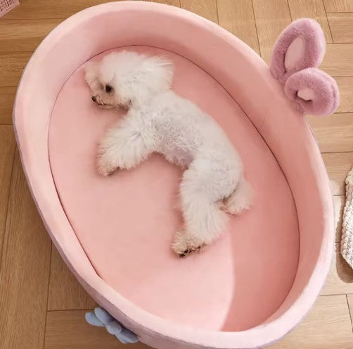 Pink Princess Pet Bed with Rabbit Ears